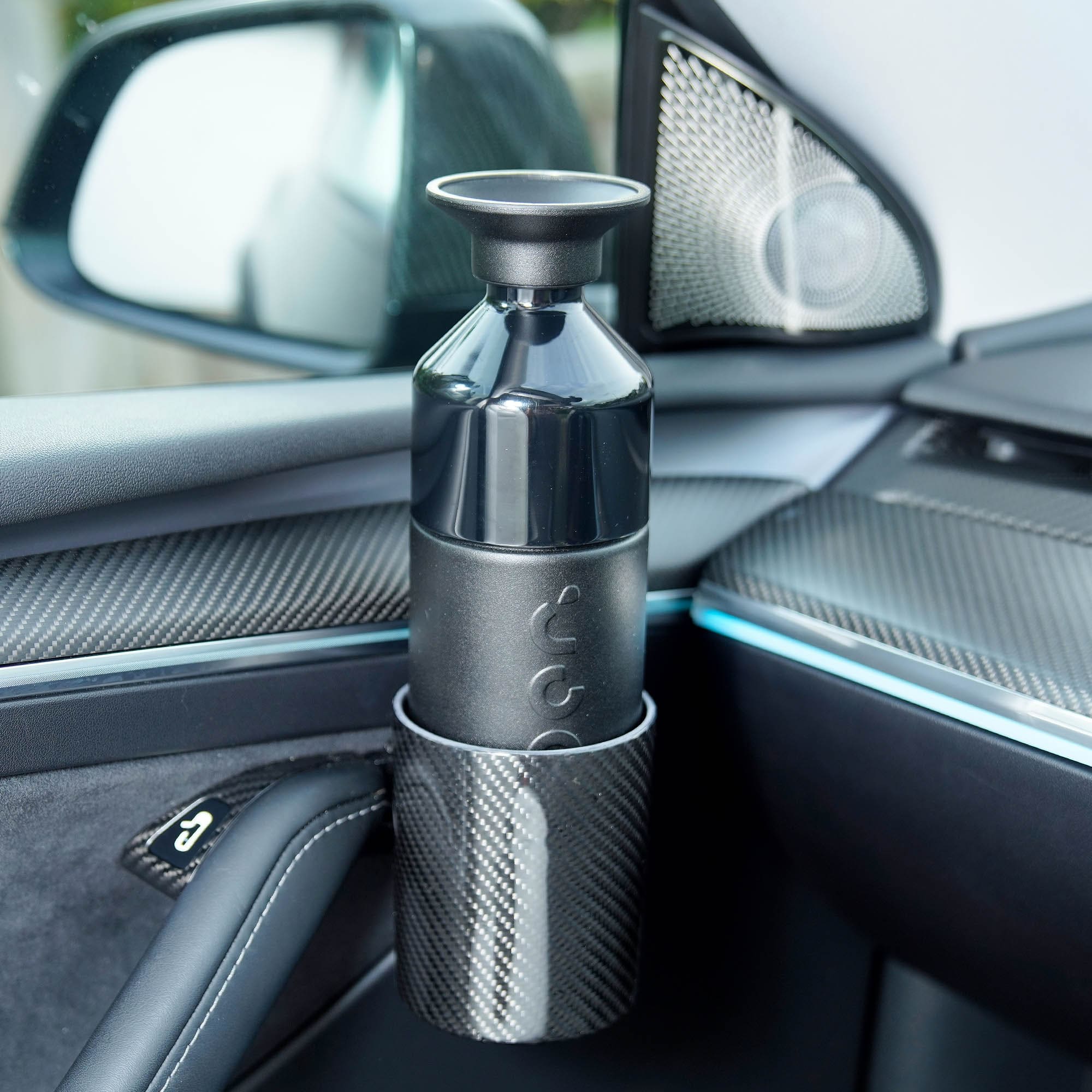 2Pcs Retrofit Genuine Gloss Carbon Fiber Door Cup Holders V3 For Tesla  Model Y 2020-2023