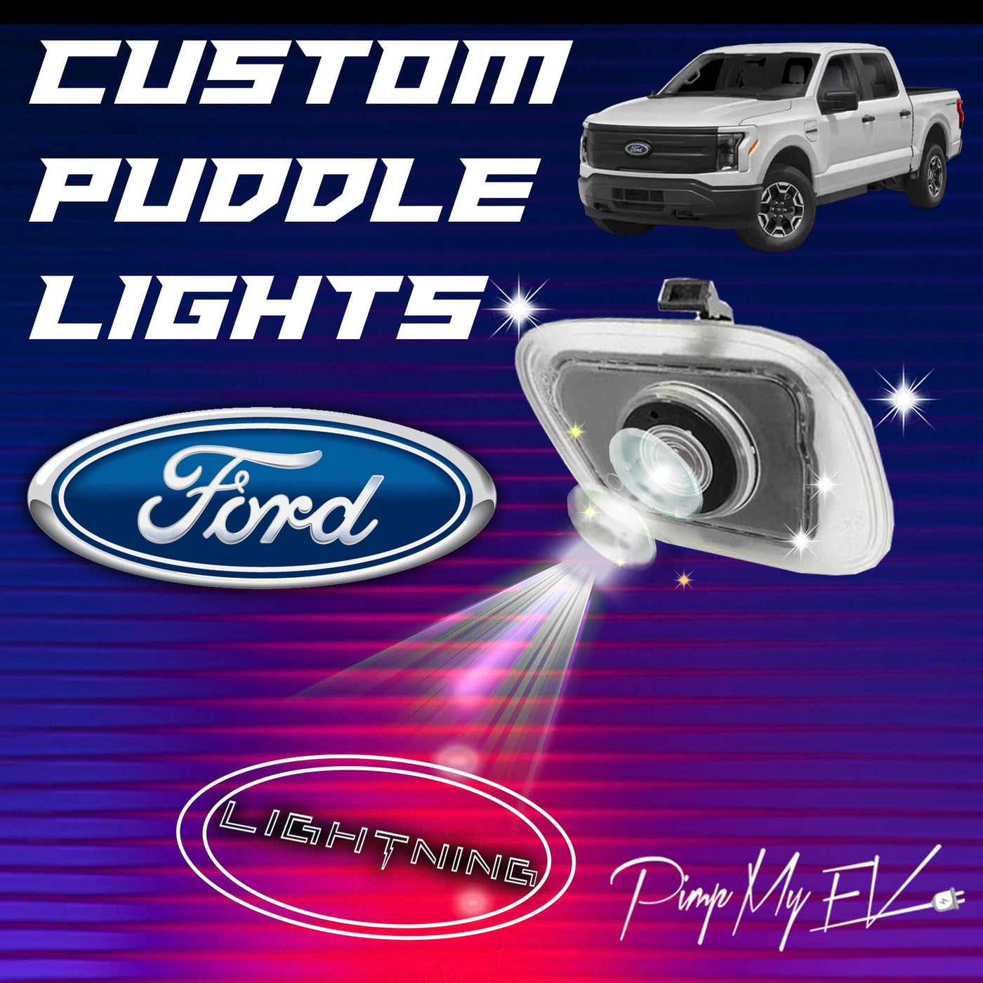 Custom LED Side Mirror Projector Puddle Approach Lights for Ford F150 Lightning 2022-2024 - PimpMyEV