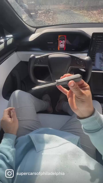 Real Molded Matte Carbon Fiber Yoke Steering Wheel Touch Panel Overlay For Tesla Model S 2021-2024
