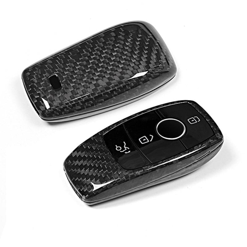 Carbon Fiber Silicone Smart Key Chain Cover Case Fob Holder For Mercedes- Benz