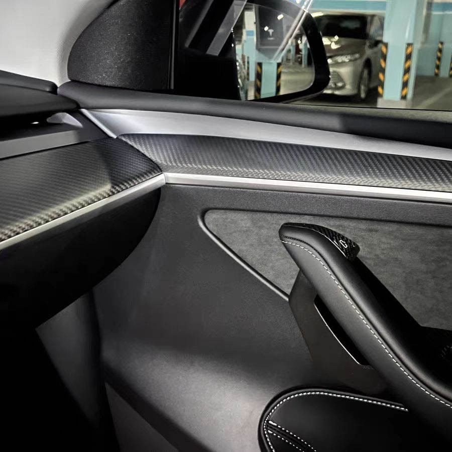 Genuine Matte Carbon Fiber Replacement Dashboard & Door Trim Set for Tesla  Model 3 LHD 2021-2023