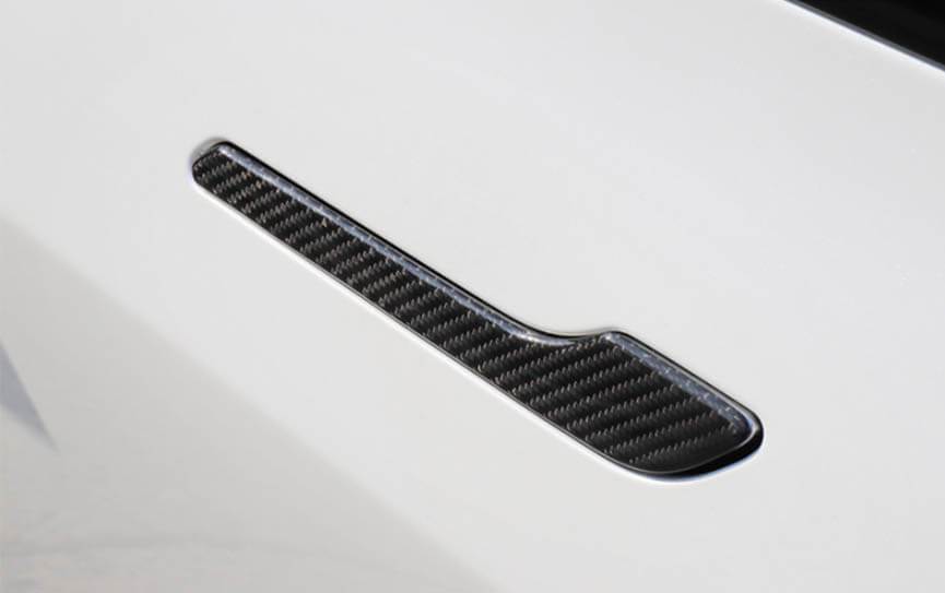 4PCS Genuine Gloss Carbon Fiber Door Handle Covers for Tesla Model Y  2020-2023