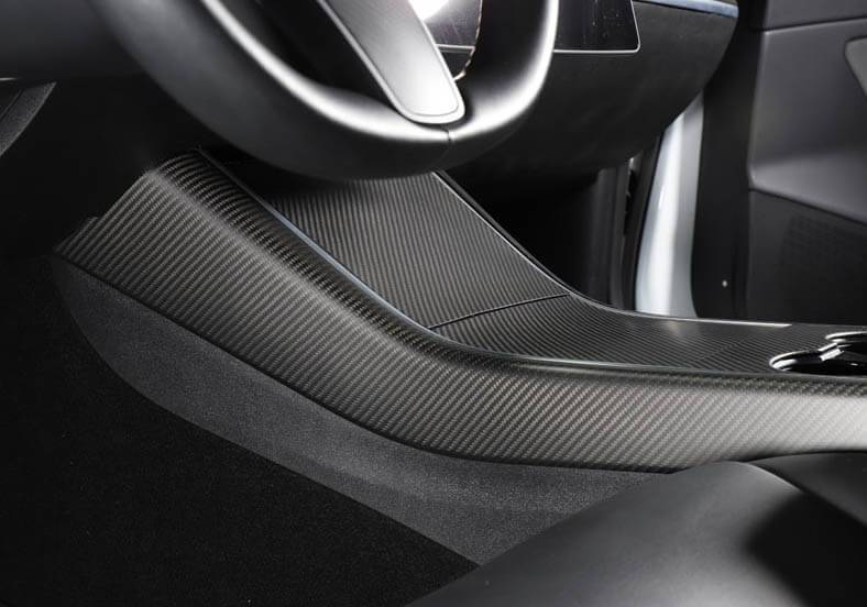 Real Molded Matte Carbon Fiber Center Console Side Trims for Tesla Model Y  2020
