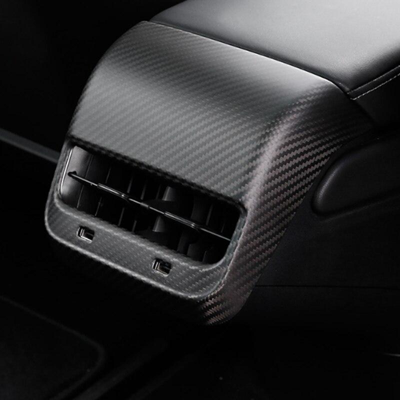 Real Molded Matte Carbon Fiber Backseat AC Vent Overlay Cover for Tesla Model 2017-2023