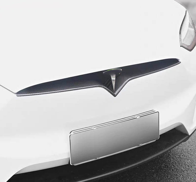 Real Molded Gloss Carbon Fiber Front End Inlay Grill for Tesla Model S 2014-2020