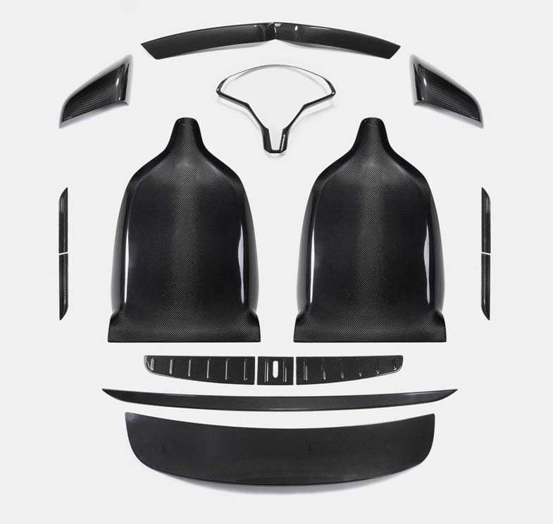 Ultimate Real Molded Gloss Carbon Fiber Upgrade Bundle Kit For Tesla