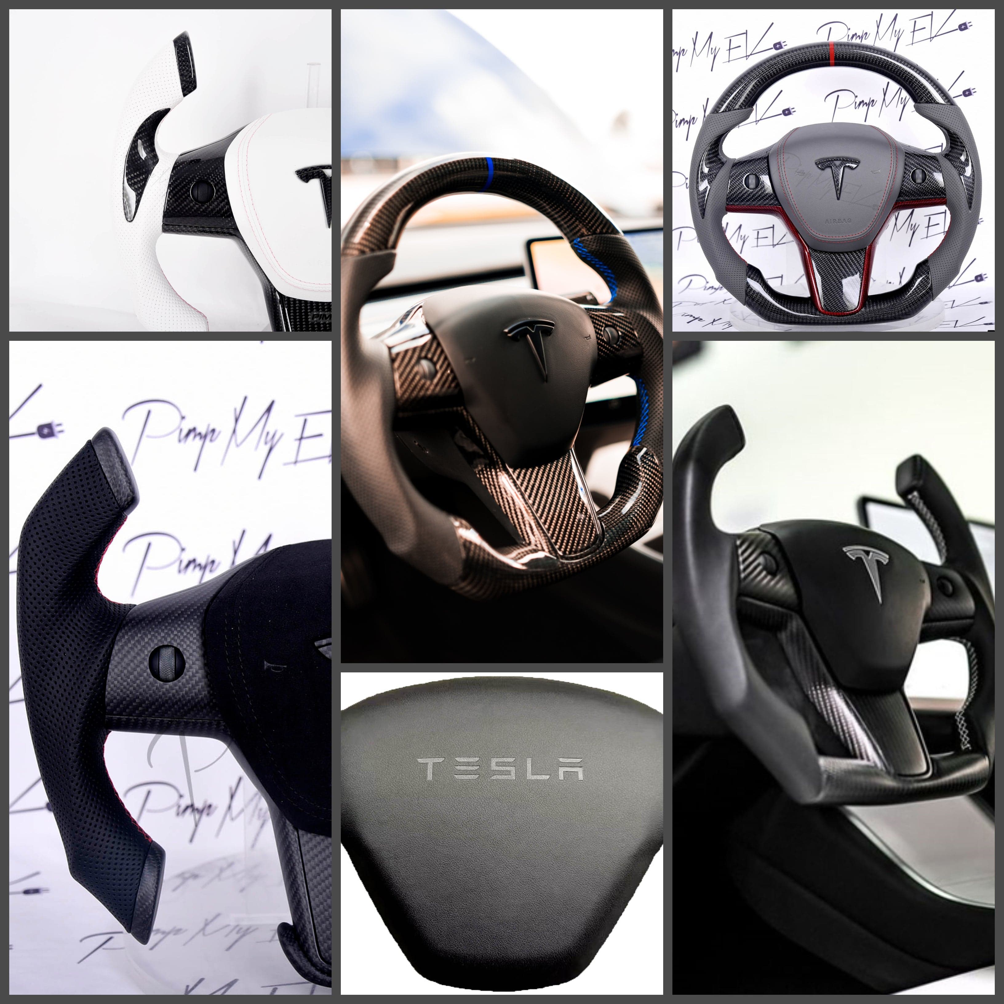 Custom Dry Carbon Fiber Steering Wheel Replacement for Tesla Model