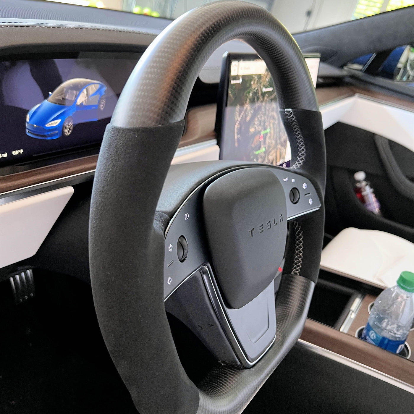 Custom Circular Round Steering Wheel Replacement for Tesla Model S/X Or Plaid 2021-2022 - PimpMyEV