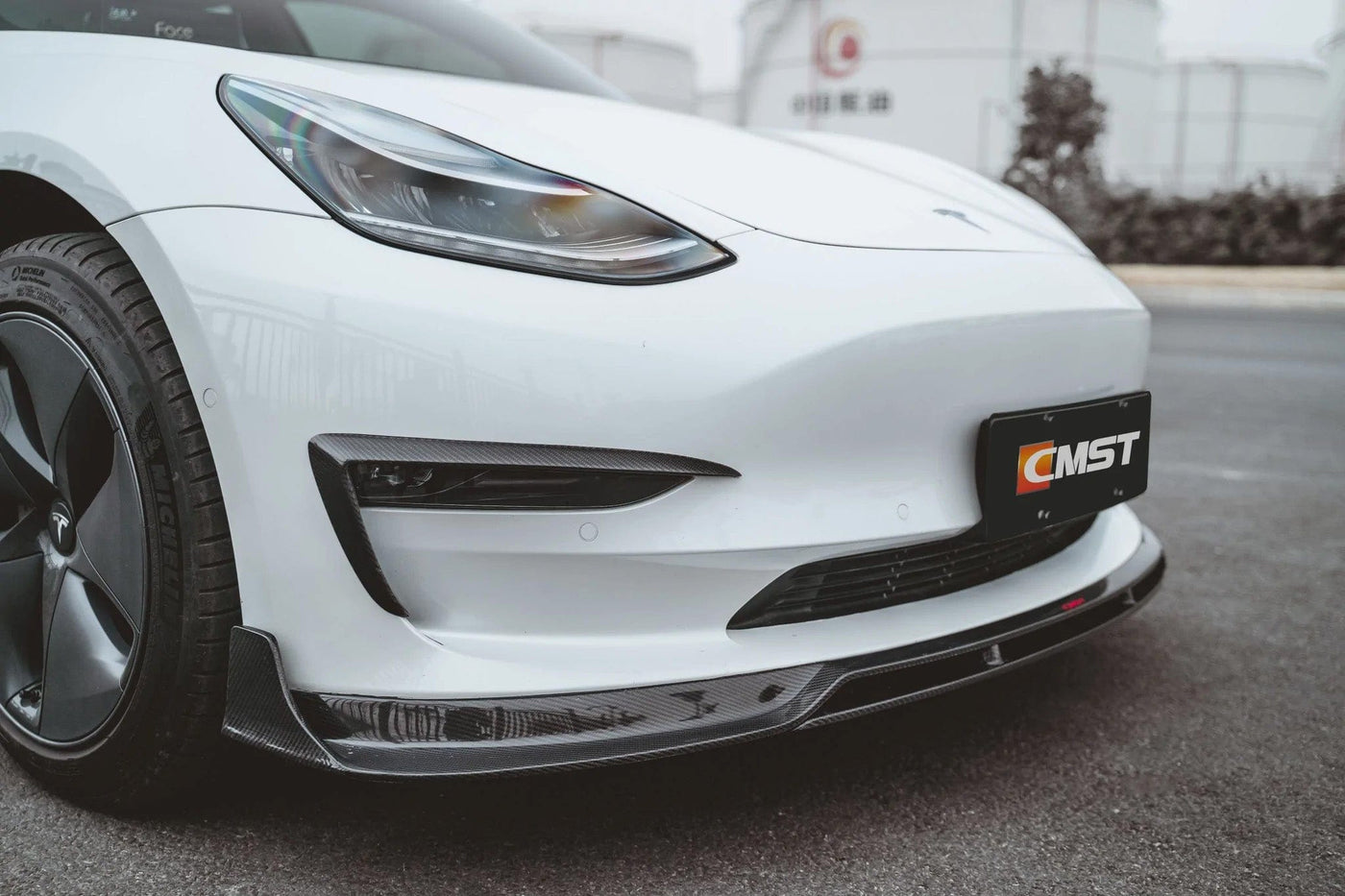 CMST Genuine Carbon Fiber Front Lip V3 For Tesla Model 3 2017-2023 - PimpMyEV