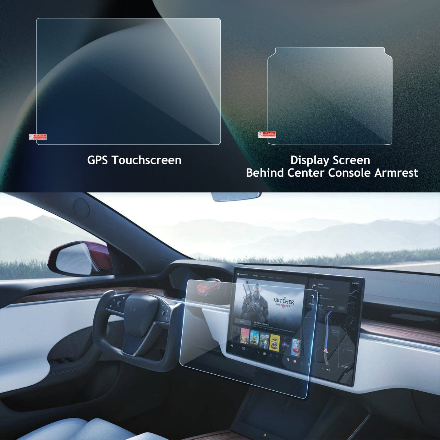 2Pcs HD Tempered Glass Screen Protector Set For Tesla Model S 2022-2023 - PimpMyEV