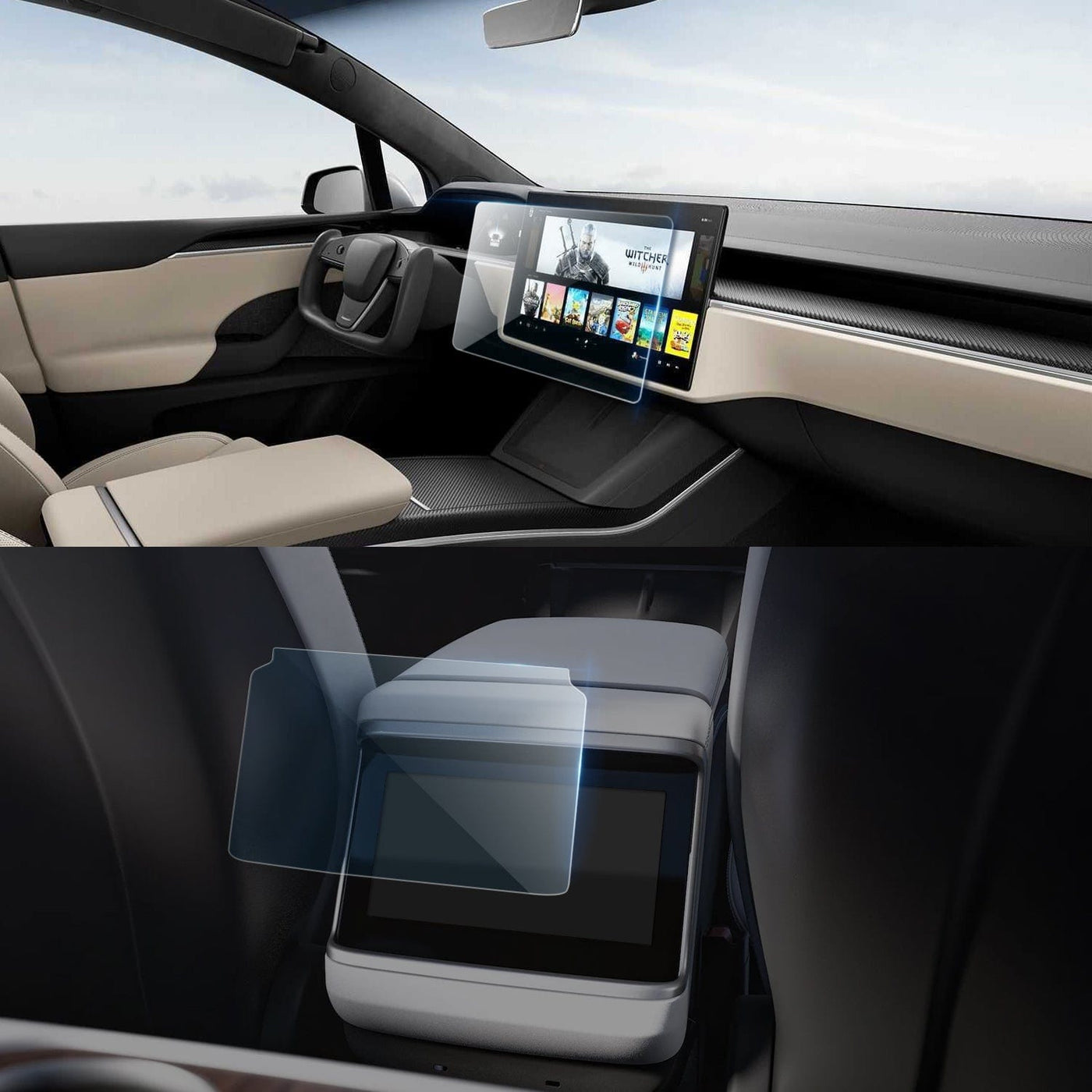 2Pcs HD Tempered Glass Screen Protector Set For Tesla Model X 2022-2023 - PimpMyEV