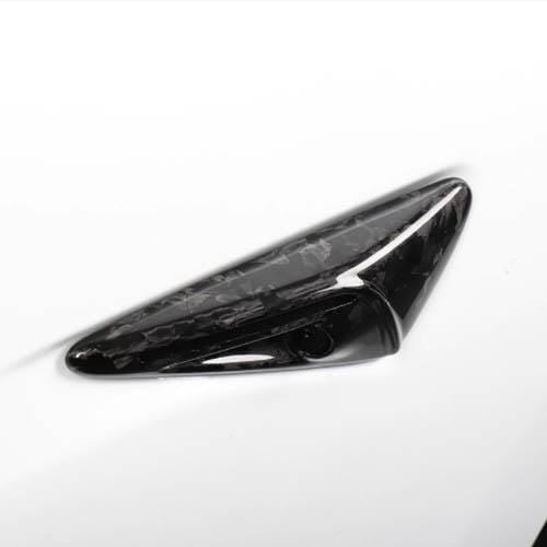 Xotic Tech Gloss Carbon Fiber Side Camera Turn Signal Covers For Tesla Model 3 Y S X – Pair
