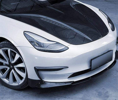 Carbon Fiber Hood Bonnet Racing Style for Tesla Model 3 - PimpMyEV