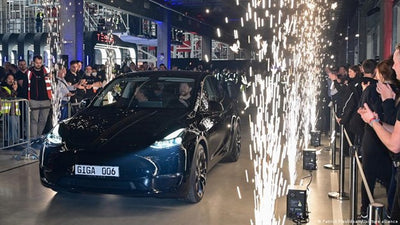 Tesla’s roll off the production line with fireworks at Berlin Gigafactory