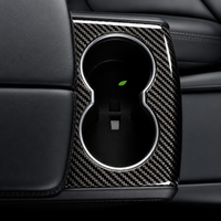 Real Molded Gloss Carbon Fiber Front Cup Holder Trim for Tesla Model X 2014-2020