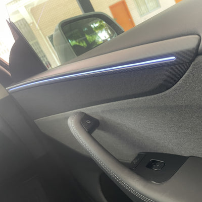 Real Molded Matte Carbon Fiber Interior Door Panel Overlay Covers 4Pcs for Tesla Model Y Juniper 2025-2026