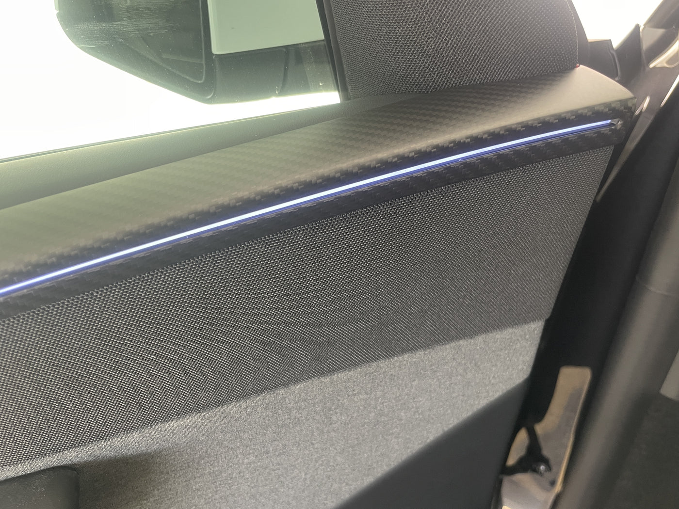 Real Molded Matte Carbon Fiber Interior Door Panel Overlay Covers 4Pcs for Tesla Model Y Juniper 2025-2026