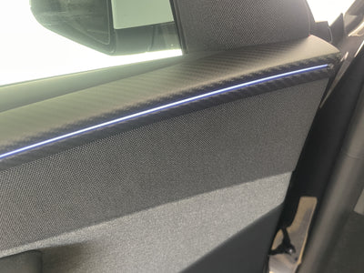 Real Molded Matte Carbon Fiber Interior Door Panel Overlay Covers 4Pcs for Tesla Model Y Juniper 2025-2026