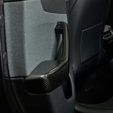 Real Molded Gloss Carbon Fiber Door Armrest Panel Overlay Covers 4Pcs for Tesla Model Y Juniper 2025-2026