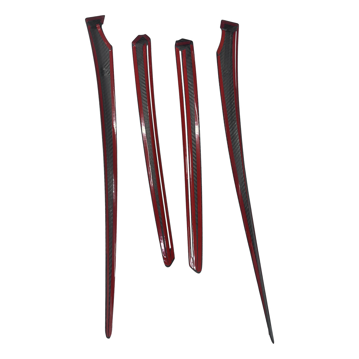 Real Molded Gloss Carbon Fiber Door Panel Overlay Covers 4Pcs for Tesla Model Y Juniper 2025-2026