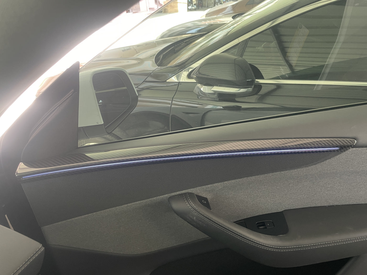 Real Molded Gloss Carbon Fiber Door Panel Overlay Covers 4Pcs for Tesla Model Y Juniper 2025-2026