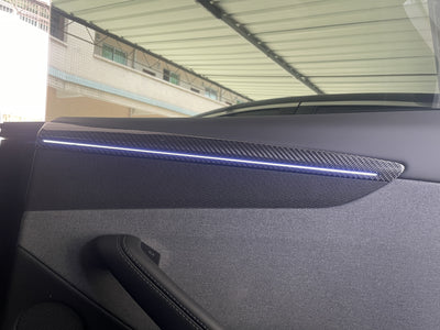 Real Molded Gloss Carbon Fiber Door Panel Overlay Covers 4Pcs for Tesla Model Y Juniper 2025-2026