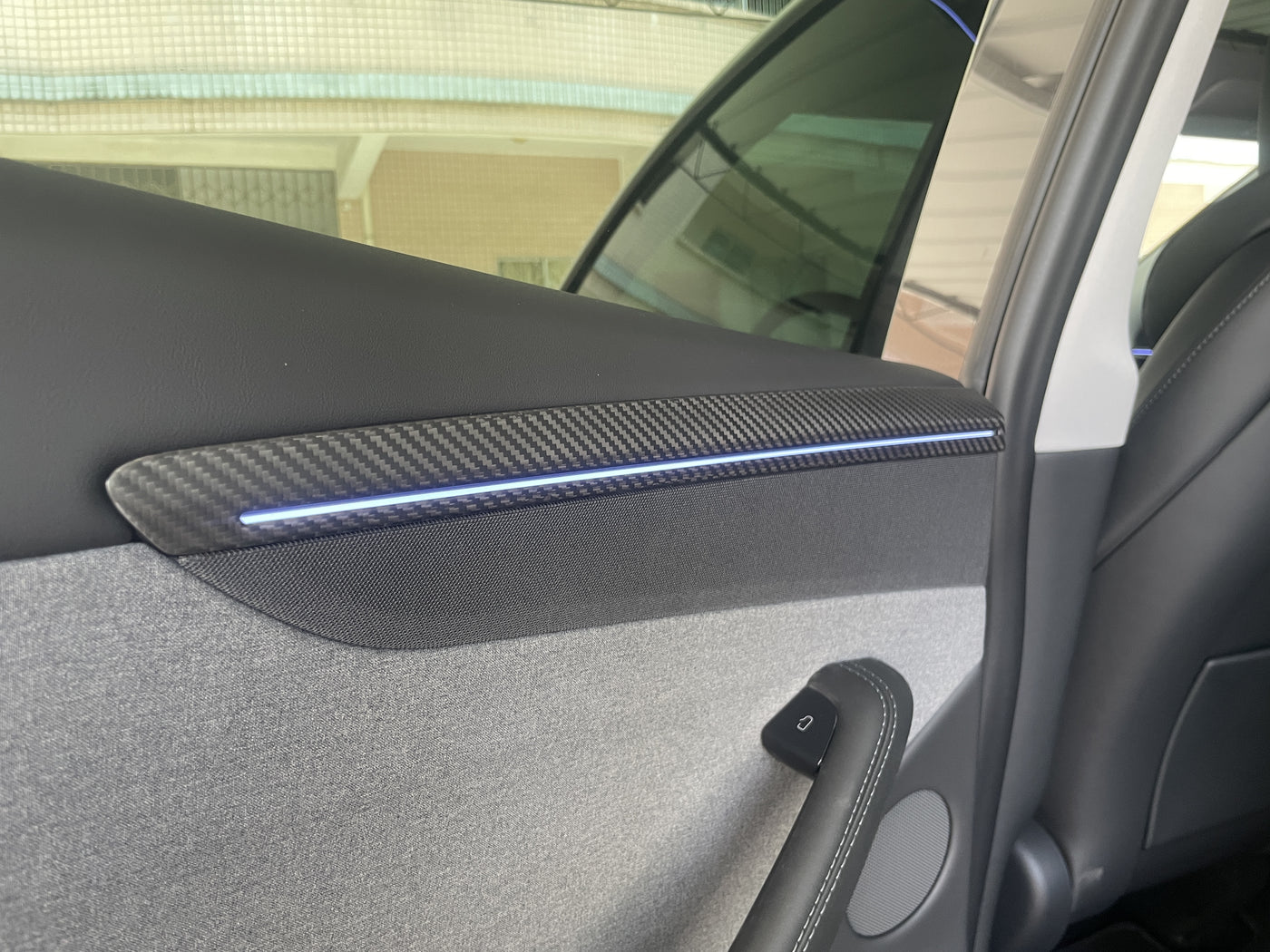 Real Molded Gloss Carbon Fiber Door Panel Overlay Covers 4Pcs for Tesla Model Y Juniper 2025-2026