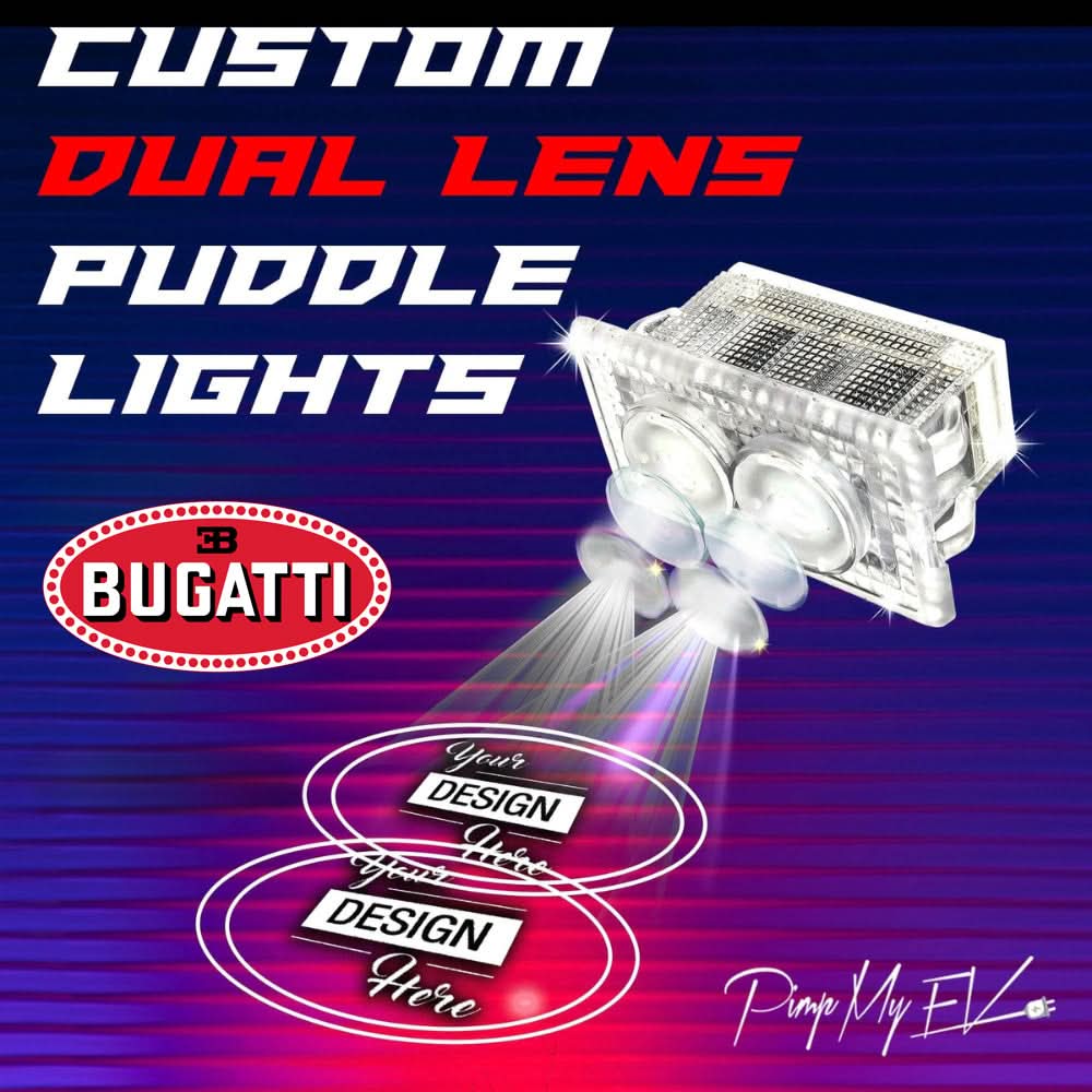 Custom Dual Lens LED Courtesy Door Projector Puddle Lights for Bugatti