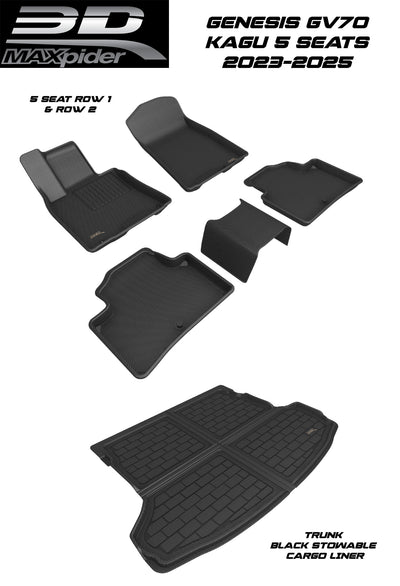 3D MAXpider Custom Fit All-Weather KAGU Series LHD Floor Mats For Genesis GV70 2023-2025