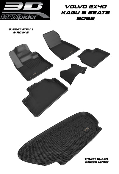 3D MAXpider Custom Fit All-Weather KAGU Series LHD Floor Mats For Volvo EX40 2025