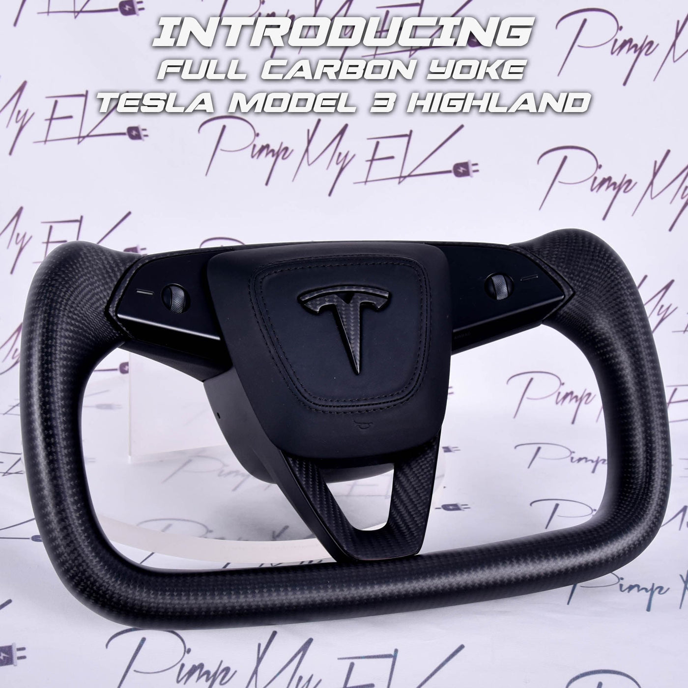 In Stock Full Matte Carbon Fiber YOKE Steering Wheel For Tesla Model 3 Highland 2023 - 2024