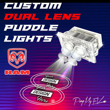 Custom Dual Lens LED Courtesy Side Wing Mirror Projector Puddle Lights for RAM - 2002-2026