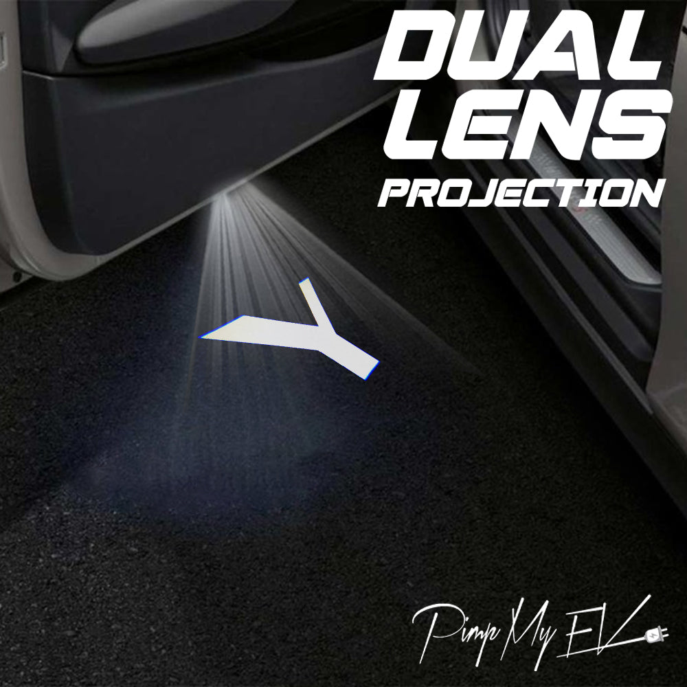 Tesla Model Y Dynamic Dual Lens Premium Door Puddle Lights Multiple Designs 2020-2025