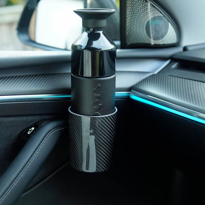 2Pcs Retrofit Genuine Gloss Carbon Fiber Door Cup Holders V3 For Tesla Model 3 2017-2023 - PimpMyEV