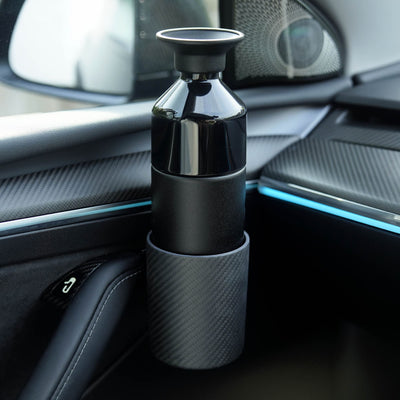 2Pcs Retrofit Genuine Matte Carbon Fiber Door Cup Holders V3 For Tesla Model 3 2017-2023 - PimpMyEV
