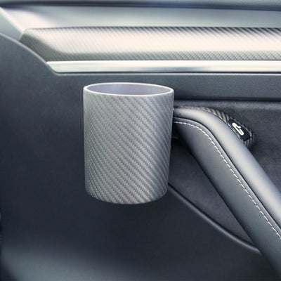 2Pcs Retrofit Genuine Matte Carbon Fiber Door Cup Holders V3 For Tesla Model Y 2020-2023 - PimpMyEV