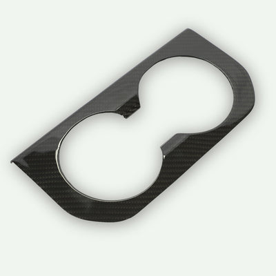 Real Molded Carbon Fiber Rear Cup Holder Cover for Tesla Model S 2022+