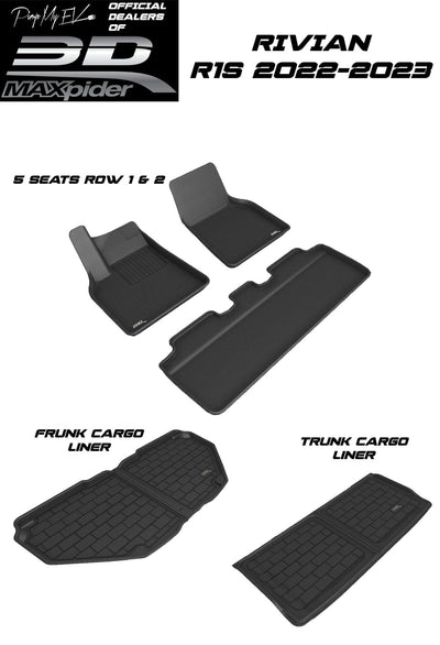 3D MAXpider Custom Fit All-Weather KAGU Series LHD Floor Mats For Rivian R1S 2022-2023 - PimpMyEV
