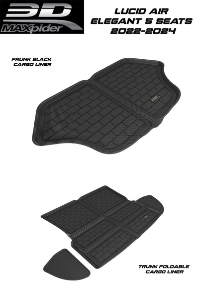 3D MAXpider Custom Fit All-Weather ELEGANT Series LHD Floor Mats For Lucid Air 5 SEAT 2022-2025