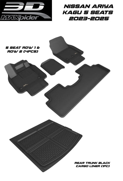 3D MAXpider Custom Fit All-Weather KAGU Series LHD Floor Mats For Nissan Ariya 5 SEATS 2023-2025