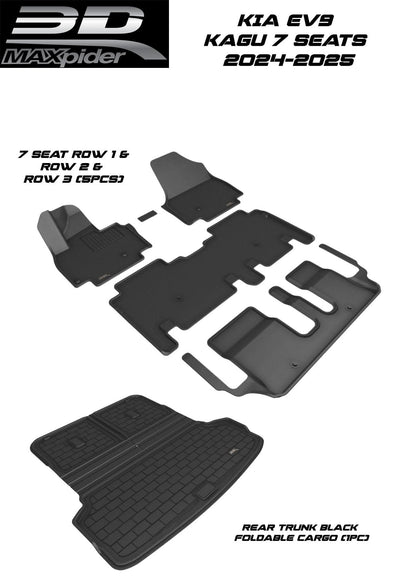 3D MAXpider Custom Fit All-Weather KAGU Series LHD Floor Mats For KIA EV9 7 SEATS 2024-2025