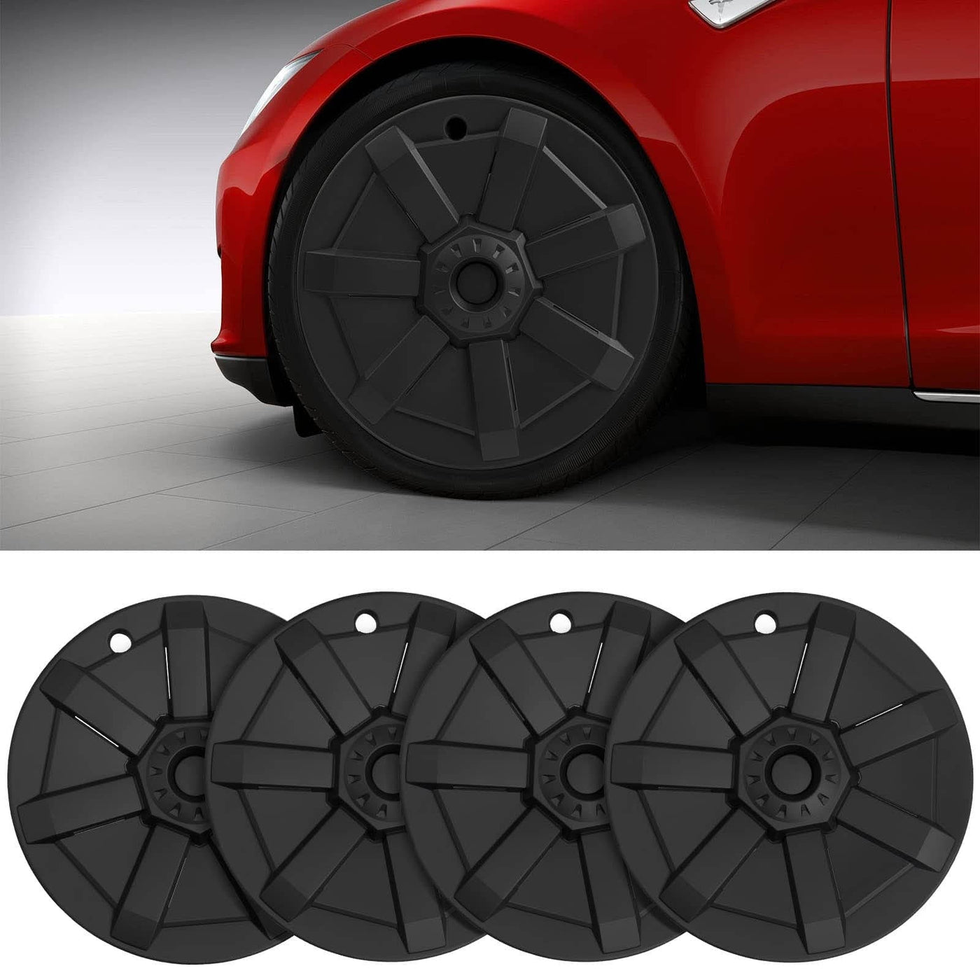4PCS 19inch Cybertruck Inspired Full Coverage Wheel Covers For Tesla Model Y 2020-2023 - PimpMyEV