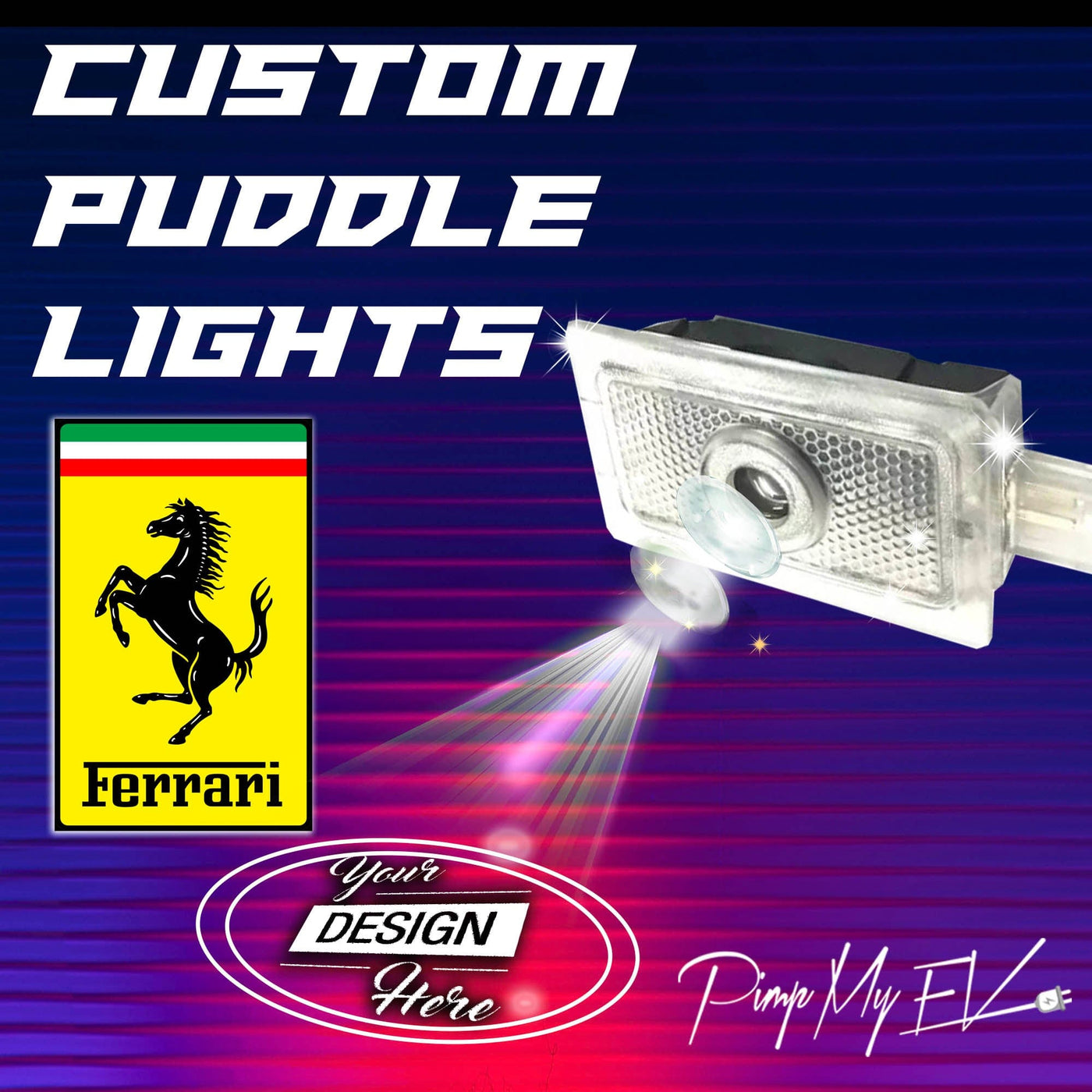 Custom LED Courtesy Door Projector Puddle Lights for Ferrari