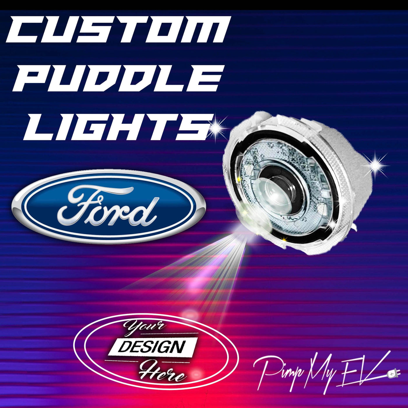 Custom LED Side Mirror Projector Puddle Approach Lights for Ford - PimpMyEV