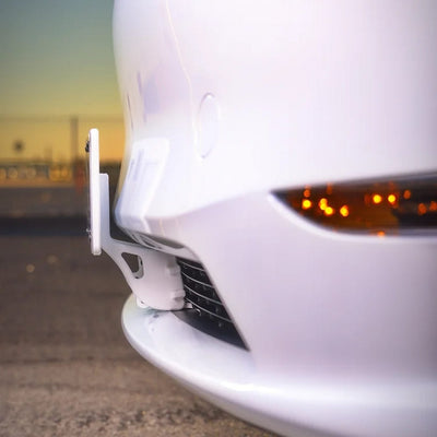 White Quick Bandit License Plate Mount for Tesla Model Y