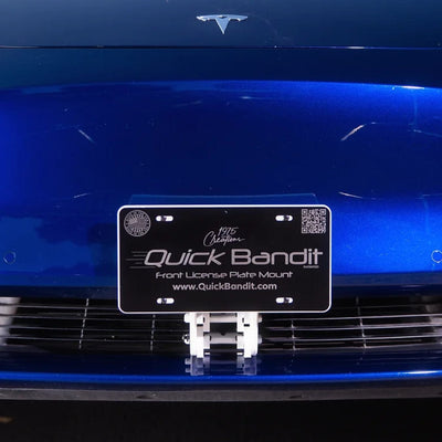 White Quick Bandit License Plate Mount for Tesla Model Y