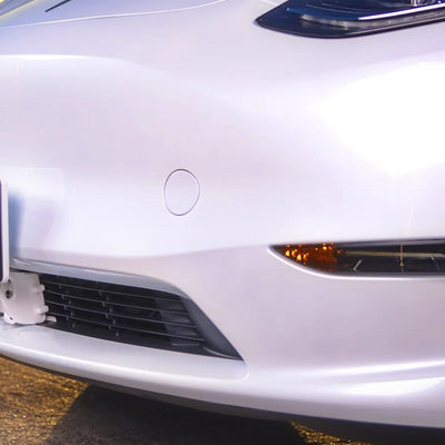 White Quick Bandit License Plate Mount for Tesla Model Y