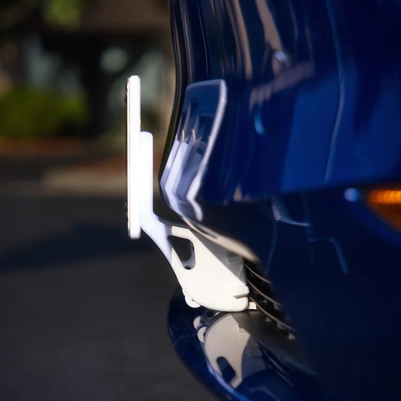 White Quick Bandit License Plate Mount for Tesla Model Y