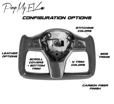 Custom Dry Carbon Fiber Yoke Steering Wheel Replacement for Model 3 & Model Y - PimpMyEV