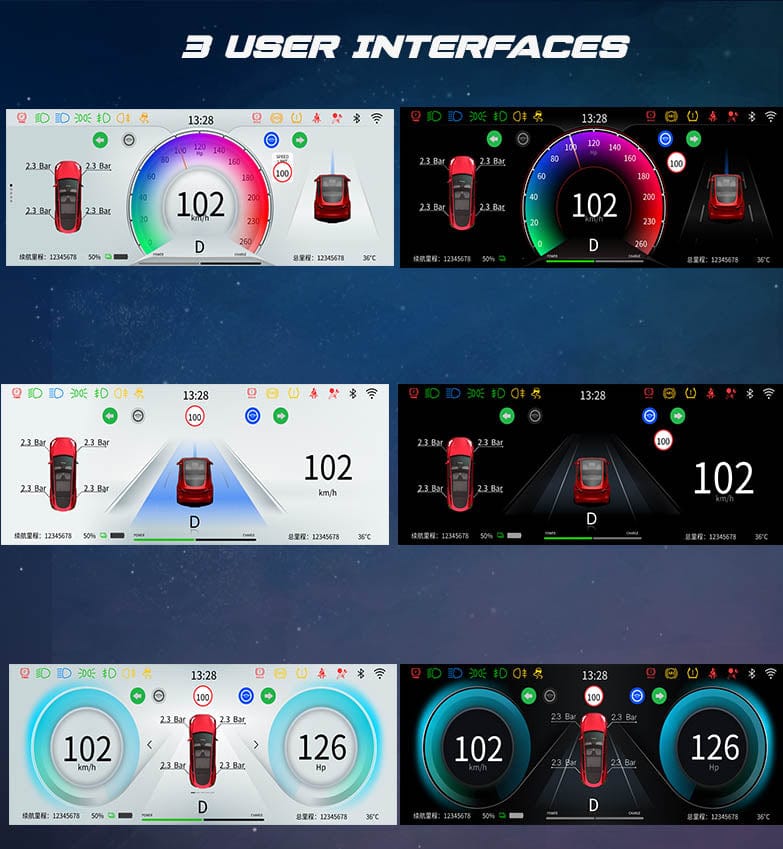 Tesla Model 3 Carplay & Android Auto Instrument Cluster 6.86 inch 2017 ...